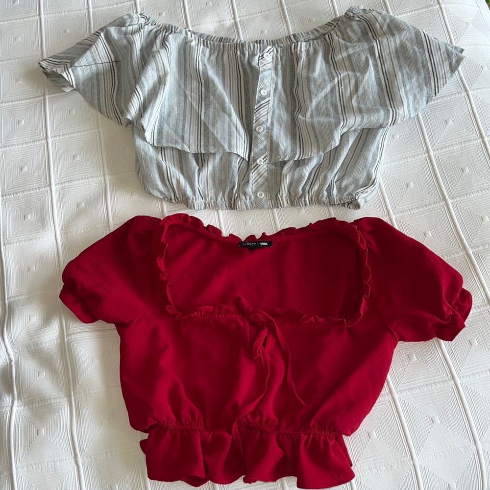 Red and blue tops